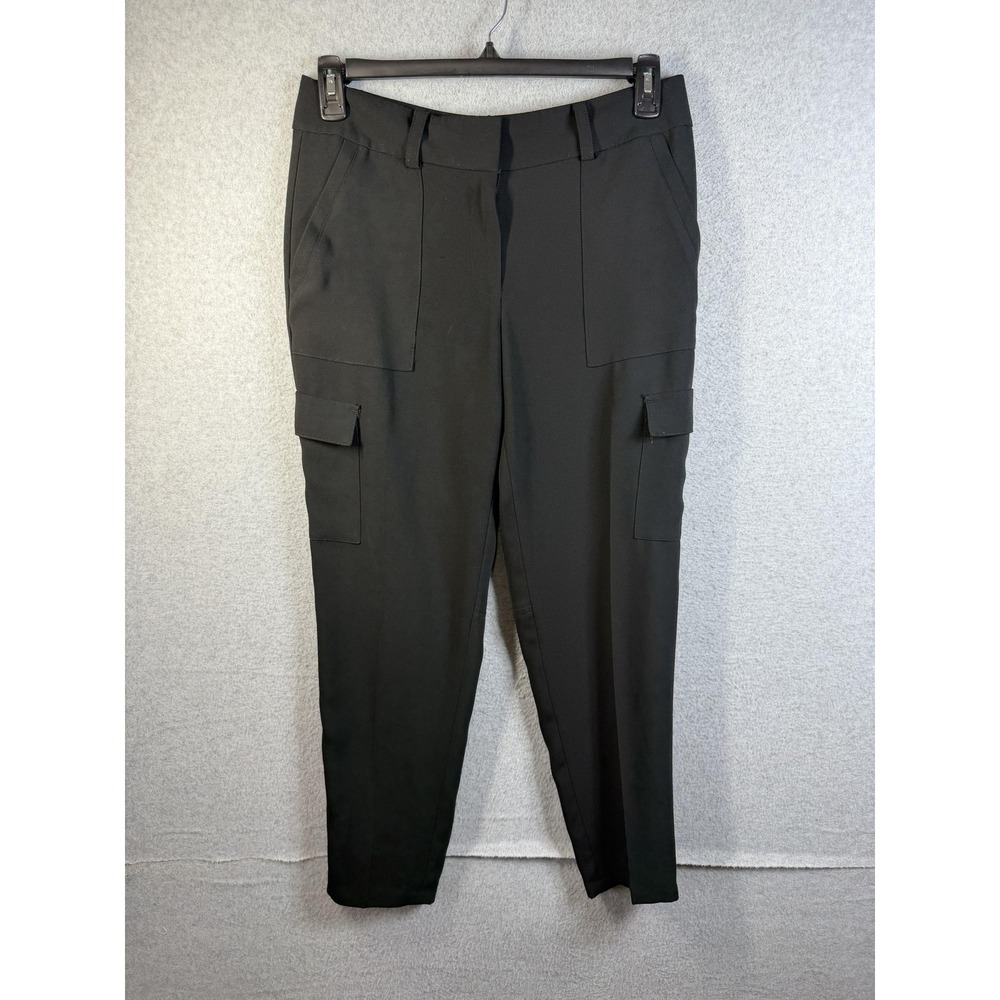 Ann Taylor Pants Womens 6 Black Crepe Cargo Slim Ankle Dress Work Office